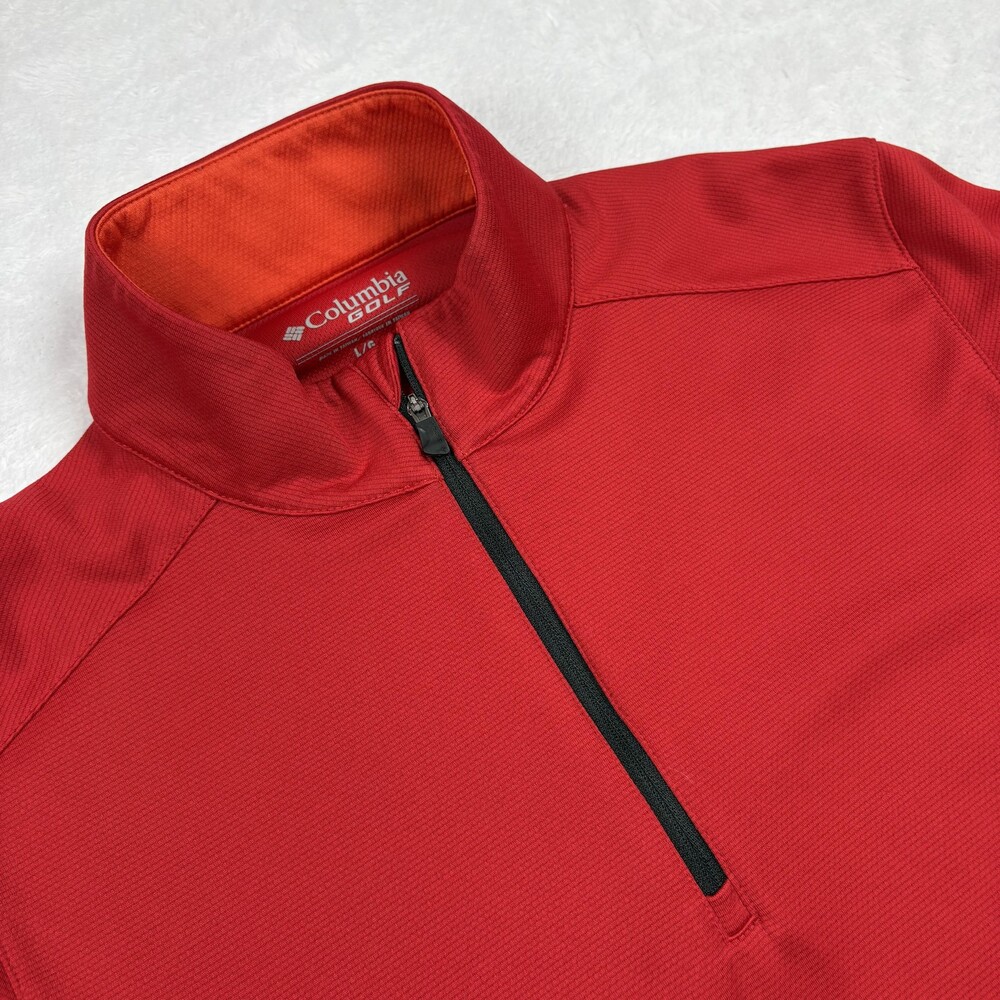 Columbia Pullover Womens L Red Omni-Wick Mock Neck 1/4 Zip Golf Lightweight